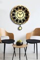 Ceas de perete decorativ, Vlnt114Al, Diametru: 39 cm, Aur/Negru