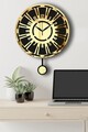 Ceas de perete decorativ, Vlnt114Al, Diametru: 39 cm, Aur/Negru