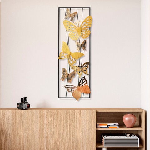 Decoratiune de perete, Kelebek 2, Dimensiuni: 32 x 90 x 4 cm, Multicolor