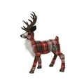 Decoratiune Checkered deer w brown antlers, Decoris, 9x17x24 cm, poliester, rosu