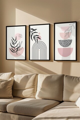 Set 3 tablouri decorative, Artvmodel2-Sıyah, MDF, Multicolor
