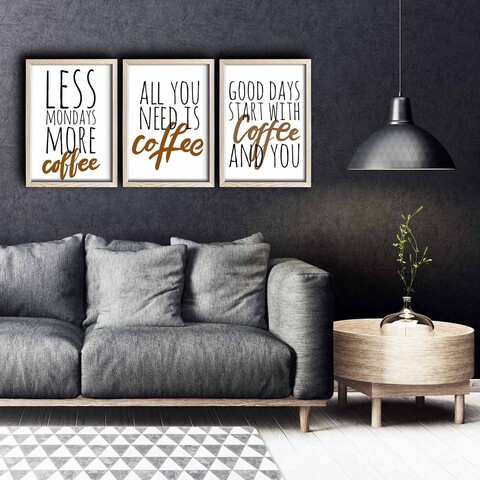 Set 3 tablouri decorative, 3PKCT-020, Lemn, Multicolor