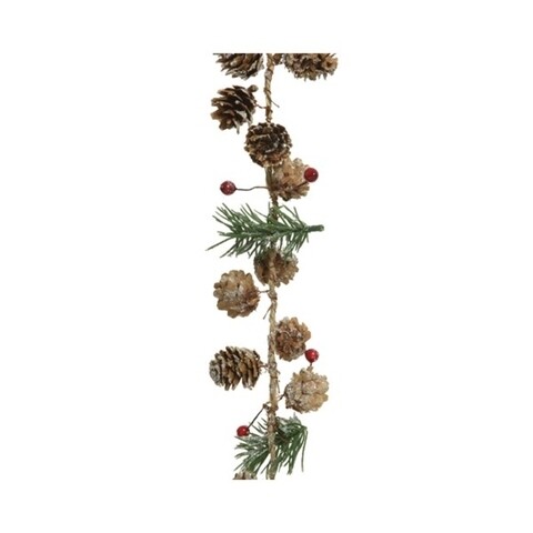 Ghirlanda decorativa Pinecones w berries, Decoris, 150 cm, verde/rosu