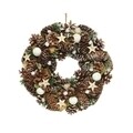 Coronita Pinecone and snow balls, Decoris, 33x8.5 cm, maro/alb