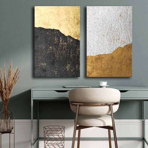 Tablou decorativ (2 Pieces), 2P4570GSC-009, Lemn, Multicolor
