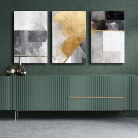 Tablou decorativ (3 Pieces), 3P4570GSC-020, Lemn, Multicolor