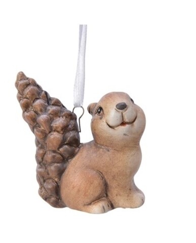 Decoratiune pentru brad Squirrel left, Decoris, 8.5 cm, maro