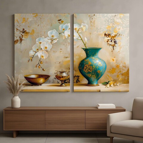 Tablou decorativ (2 Pieces), DEV1, Lemn, Multicolor