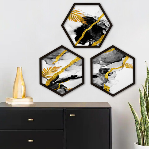 Tablou decorativ (3 Pieces), 6GEN1281007012, Plastic, Multicolor
