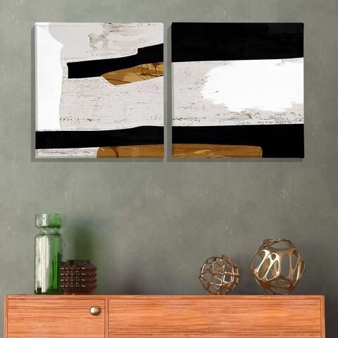 Set 2 tablouri decorative, ASR_CNV2-2 30x30, Lemn, Multicolor