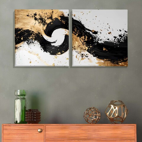 Set 2 tablouri decorative, ASR_CNV2-6 50x50, Lemn, Multicolor