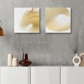 Set 2 tablouri decorative, ASR2-CNV25-1, Lemn, Aur/Alb