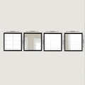 Set 4 oglinzi decorative, SETAYNA_065, Plastic laminat, Argintiu / Negru