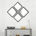 Set de oglinzi (4 Pieces), SETAYNA_042, Plastic laminat, Argintiu / Negru