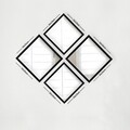 Set de oglinzi (4 Pieces), SETAYNA_042, Plastic laminat, Argintiu / Negru