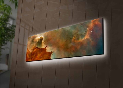 Tablou decorativ cu lumina LED, 3090NASA-011, 30 x 90 cm, Multicolor