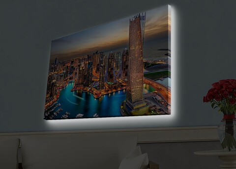 Tablou decorativ cu lumina LED, 4570HDACT-082, Dimensiune: 45 x 70 cm, Multicolor