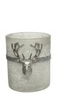 Suport pentru lumanare Deer Silver, Decoris, 12.5x10x18 cm, sticla, argintiu/gri