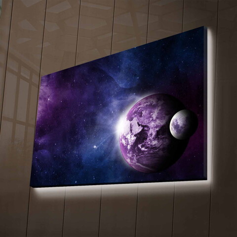 Tablou decorativ cu lumina LED, NASA-020, Dimensiune: 45 x 70 cm, Multicolor