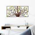 Decoratiune de perete, Tree 1, Dimensiuni: 90 x 1 x 44 cm, Verde/Maro