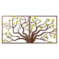 Decoratiune de perete, Tree 1, Dimensiuni: 90 x 1 x 44 cm, Verde/Maro