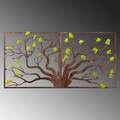 Decoratiune de perete, Tree 1, Dimensiuni: 90 x 1 x 44 cm, Verde/Maro