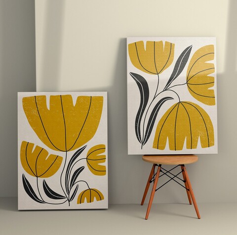 Set 2 tablouri decorative, 2KNV4317, Lemn, Multicolor