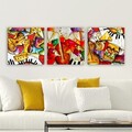 Set 3 tablouri decorative, 3P10478, Rama din lemn (grosime 3 cm), Multicolor