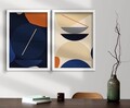 Set 2 tablouri decorative, 2P3853NISCT-008, Lemn, Portocaliu / Bleumarin / Albastru / Crem