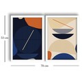 Set 2 tablouri decorative, 2P3853NISCT-008, Lemn, Portocaliu / Bleumarin / Albastru / Crem