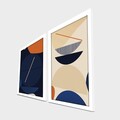 Set 2 tablouri decorative, 2P3853NISCT-008, Lemn, Portocaliu / Bleumarin / Albastru / Crem