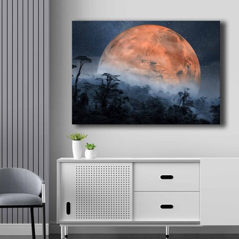 Tablou decorativ, 70100NISC-049, Lemn, Portocaliu / Bleumarin / Negru