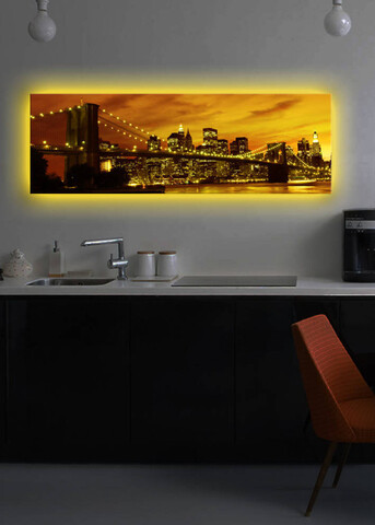 Tablou decorativ cu lumina LED, 3090DACT-3, 30 x 90 cm, Multicolor