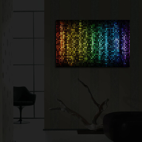 Tablou decorativ cu lumina LED, 4570İACT-37, Dimensiune: 45 x 70 cm, Multicolor