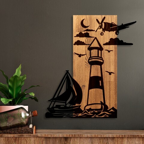 Decoratiune de perete, Lighthouse, Lățime: 52 cm, Nuc / Negru