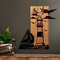 Decoratiune de perete, Lighthouse, Lățime: 52 cm, Nuc / Negru