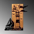 Decoratiune de perete, Lighthouse, Lățime: 52 cm, Nuc / Negru