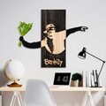 Decoratiune de perete, Banksy, Lățime: 69 cm, Negru / Nuc / Verde