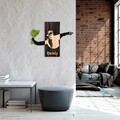 Decoratiune de perete, Banksy, Lățime: 69 cm, Negru / Nuc / Verde