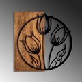 Decoratiune de perete, Tulips, Dimensiuni: 56 x 57 cm, Nuc / Negru