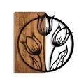 Decoratiune de perete, Tulips, Dimensiuni: 56 x 57 cm, Nuc / Negru
