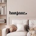 Decoratiune de perete, Bonjour, Dimensiune: 70 x 16 cm, Negru