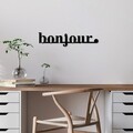 Decoratiune de perete, Bonjour, Dimensiune: 70 x 16 cm, Negru