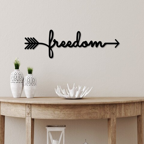 Decoratiune de perete, Freedom, Dimensiuni: 62 x 19 cm , Negru