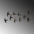 Decoratiune de perete, Flock of Swallows 3, Dimensiuni: 45 x 104 x 8 cm, Multicolor