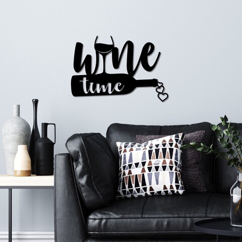 Decoratiune de perete, Wine Time, Dimensiuni: 54 x 37 cm , Negru