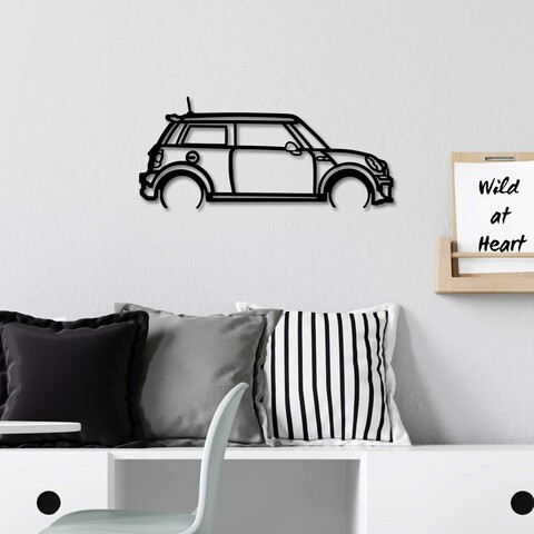 Decoratiune de perete, Mini Cooper, Dimensiuni: 73 x 33 cm , Negru