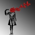 Decoratiune de perete, Banksy, Dimensiune: 66 x 51 cm, Roșu/Negru