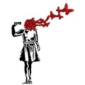 Decoratiune de perete, Banksy, Dimensiune: 66 x 51 cm, Roșu/Negru