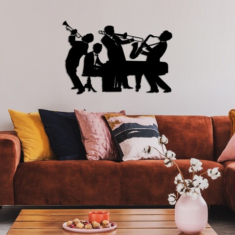 Decoratiune de perete, Musicians, Dimensiune: 70 x 46 cm, Negru